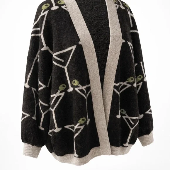 New with Tag Anthropologie Bel Kazan Cardigan with Martini Design One Size - Picture 5 of 14